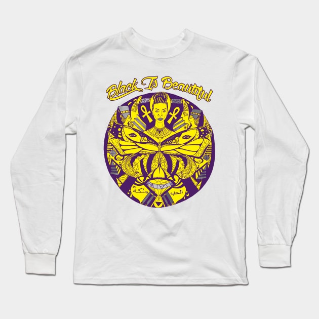 Yellow Purple Butterfly Goddess Black Is Beautiful Long Sleeve T-Shirt by kenallouis